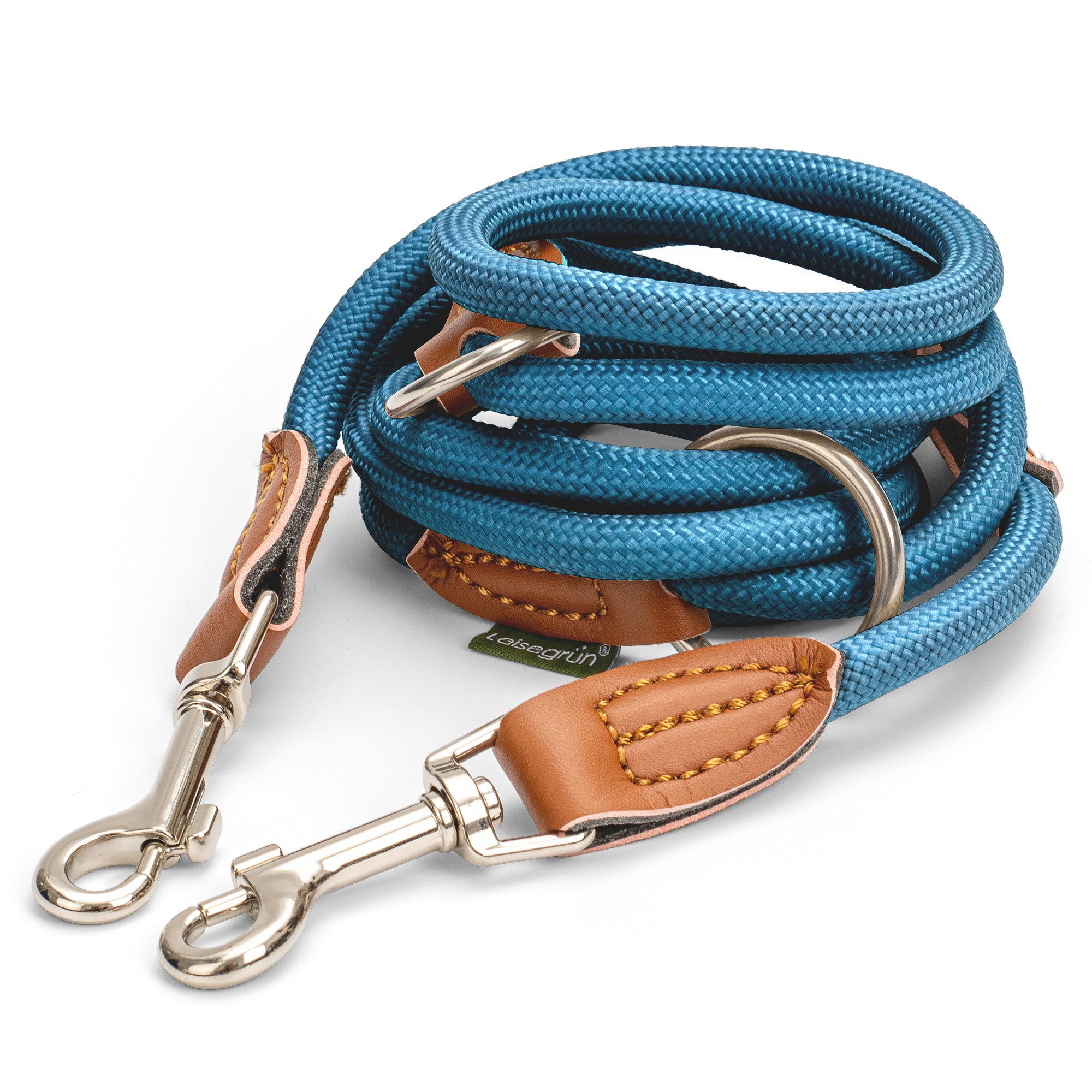 Leisegrün Hundeleine für kleine Hunde, 2m, 3-fach verstellbar, Nylon, Doppelleine für 2 Hunde, Führleine, Freihandleine, Kurzführer