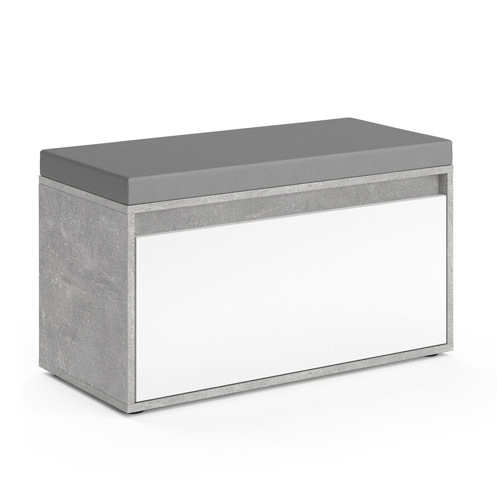 Vicco Schuhbank Iker, Beton/Weiß, 80 x 45 cm