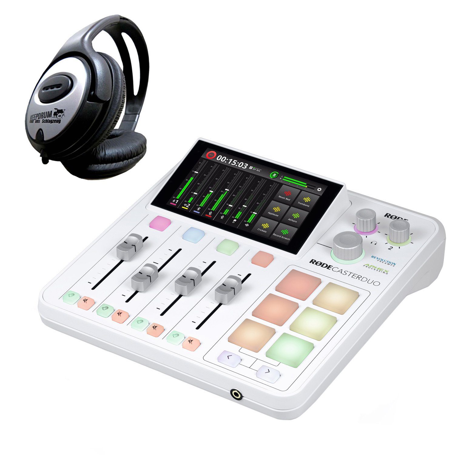 RØDE Mischpult Rodecaster Pro Duo Station Weiss, (mit Kopfhörer)