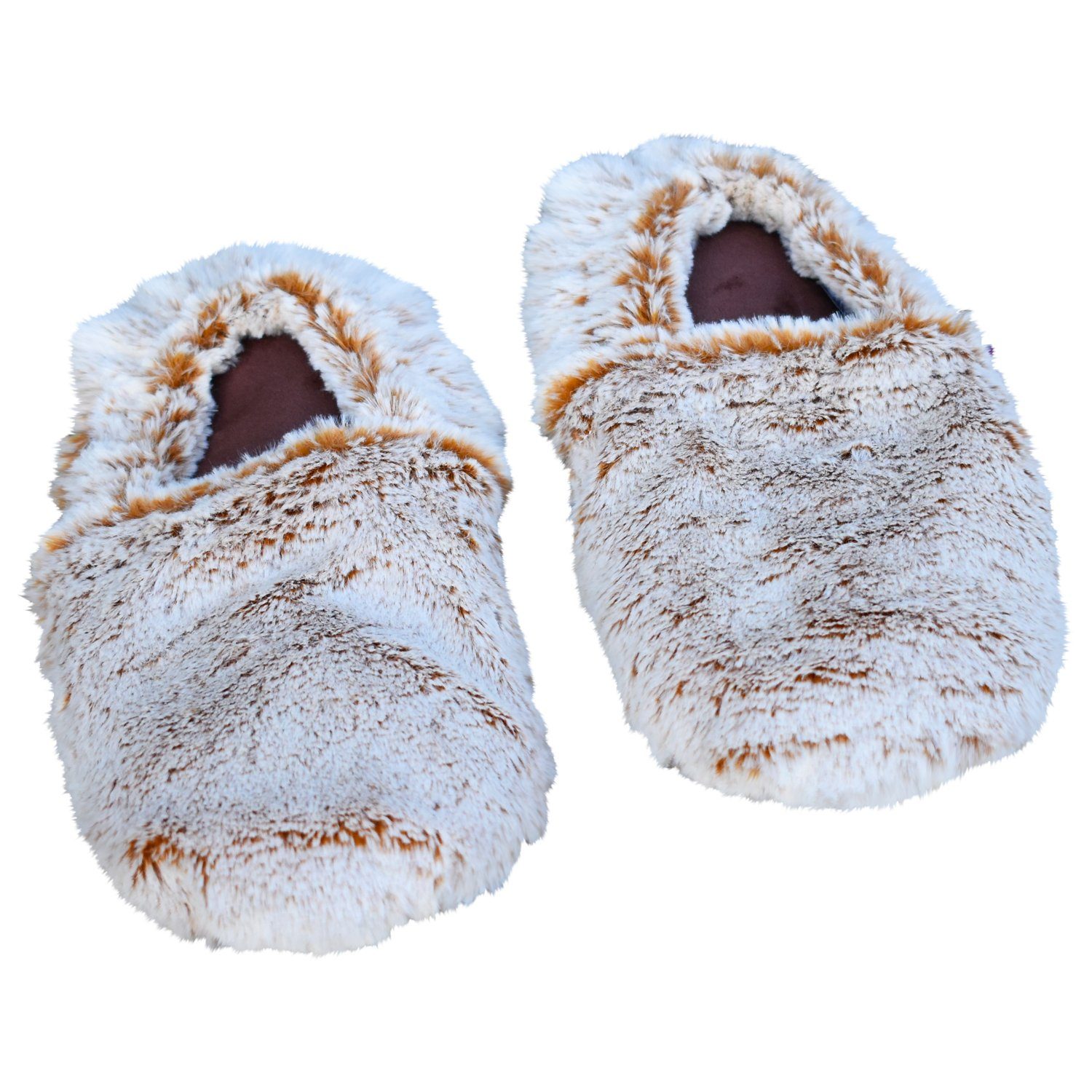 Habibi Plush Wärmekissen Wärmeschuhe, Slipper creme meliert Größe M für Mikrowelle/Ofen, (1 Paar Wärme-Hausschuhe)