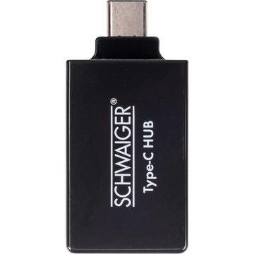 Schwaiger USB 3.1 Adapter USB-Adapter, USB C Stecker, Super Speed, USB 3.0 Buchse, Type C Hub, schwarz