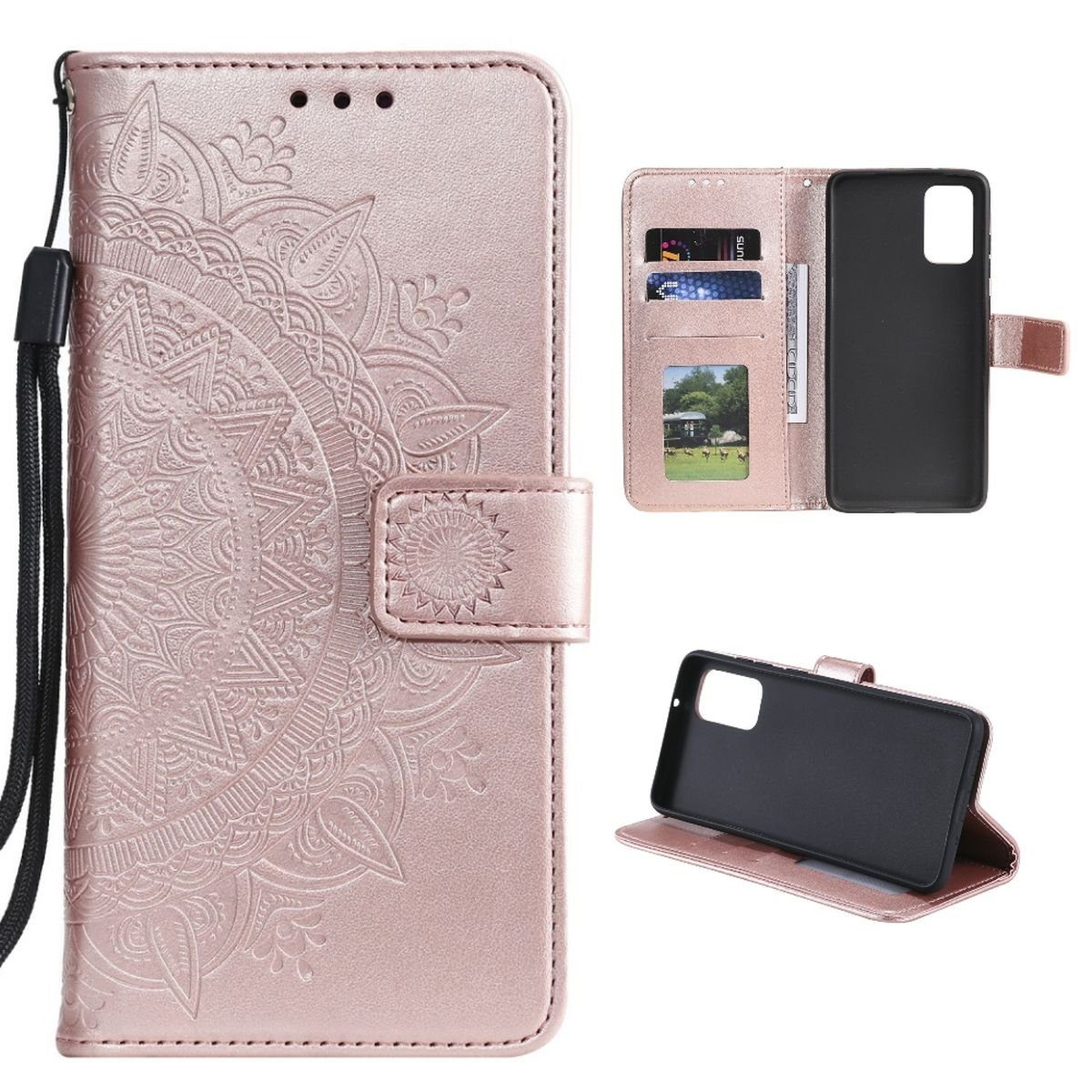 CoverKingz Handyhülle Hülle für Samsung Galaxy A72 Handyhülle Flip Case Cover Etui Mandala, Klapphülle Schutzhülle mit Kartenfach Schutztasche Motiv Mandala