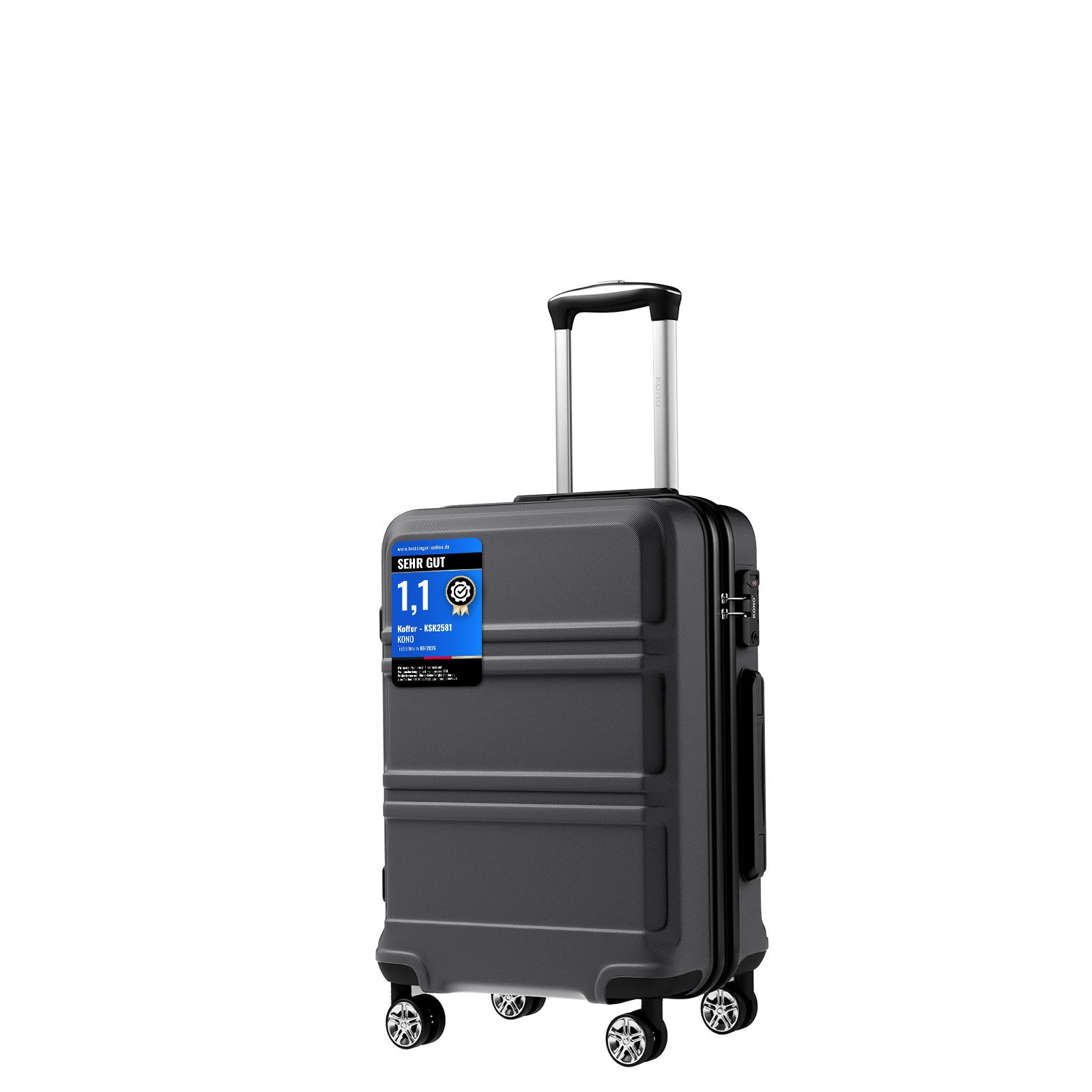 KONO Hartschalen-Trolley mit TSA-Schloss - Reisekoffer und Rollkoffer in einem