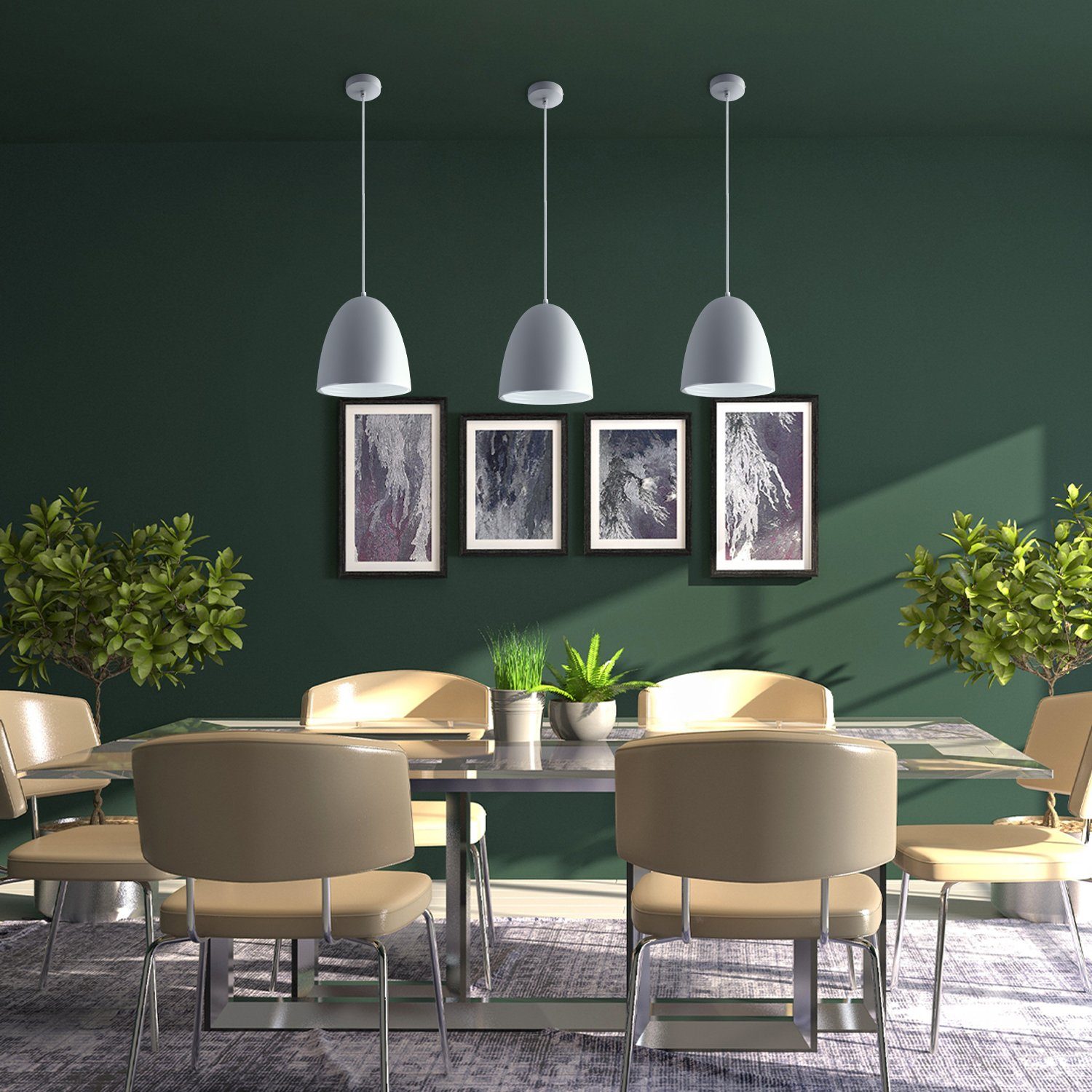 Paco Home Pendelleuchte JACK, ohne Leuchtmittel, Küchenlampe Hängelampe Esszimmer Esstischlampe Innen Gold Weiß