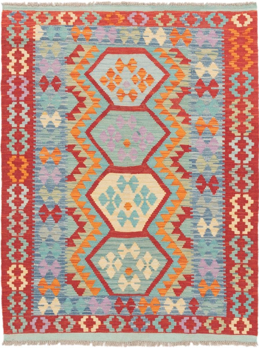 Orientteppich Kelim Afghan Höhe: Orientteppich, 3 mm 113x145 Handgewebter Nain rechteckig, Trading