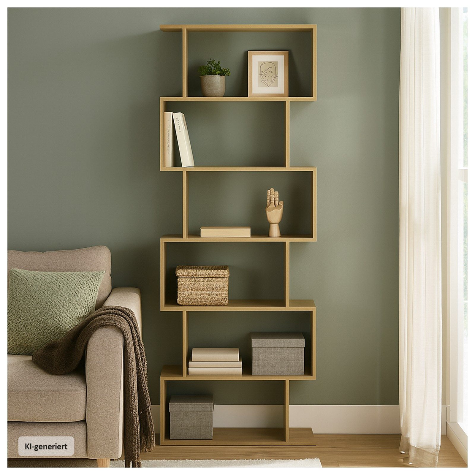 HTI-Living Bücherregal Regal 70x189 Thekla Baumscheibe, Stück 1-tlg., Standregal mit 6 Fächern Raumteiler