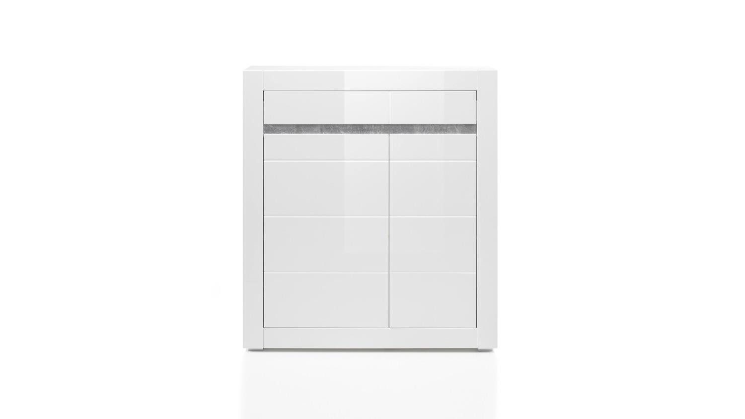 Möbel Akut Sideboard Kommode Carat Sideboard Highboard in weiß Hochglanz 100 cm