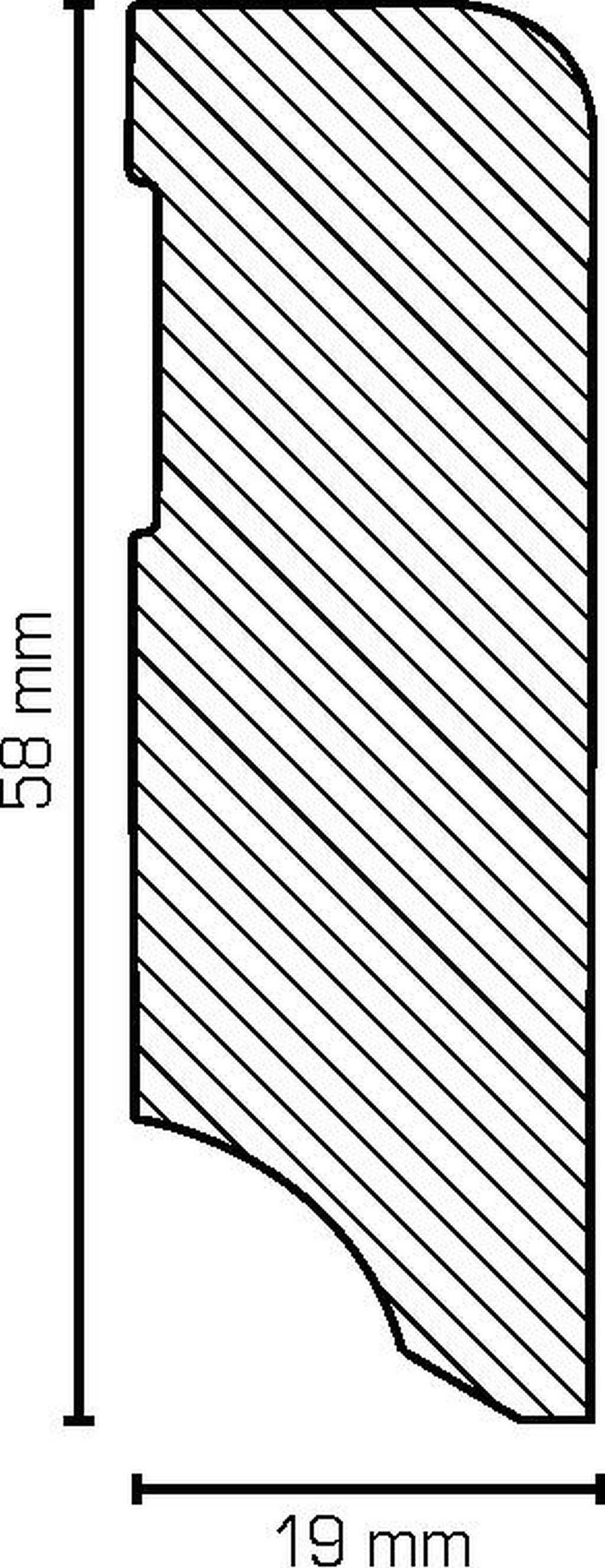 Südbrock Sockelleiste Fußleiste Korbach 19x58 MDF foliert RAL 9016, L: 250 cm, H: 5.8 cm, 1-St.