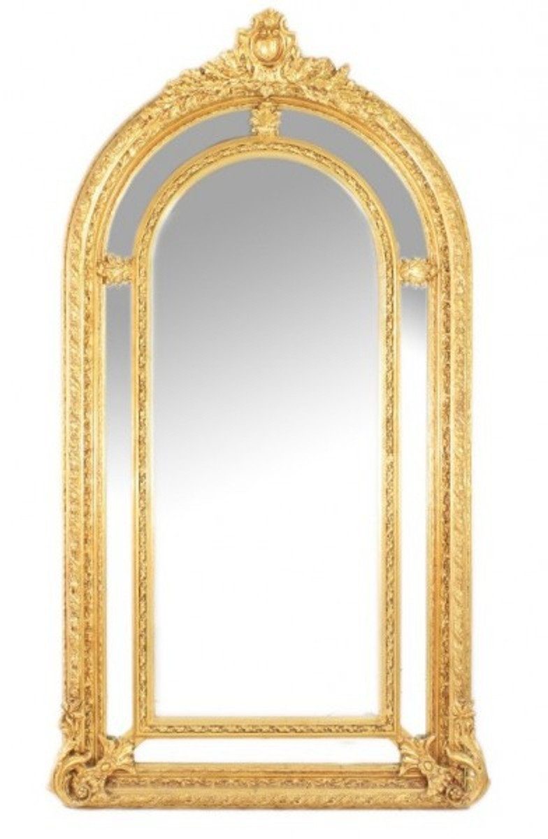 Casa Padrino Barockspiegel Riesiger Luxus Barock Wandspiegel Gold Versailles 210 x 115 cm - Massiv und Schwer - Goldener Spiegel