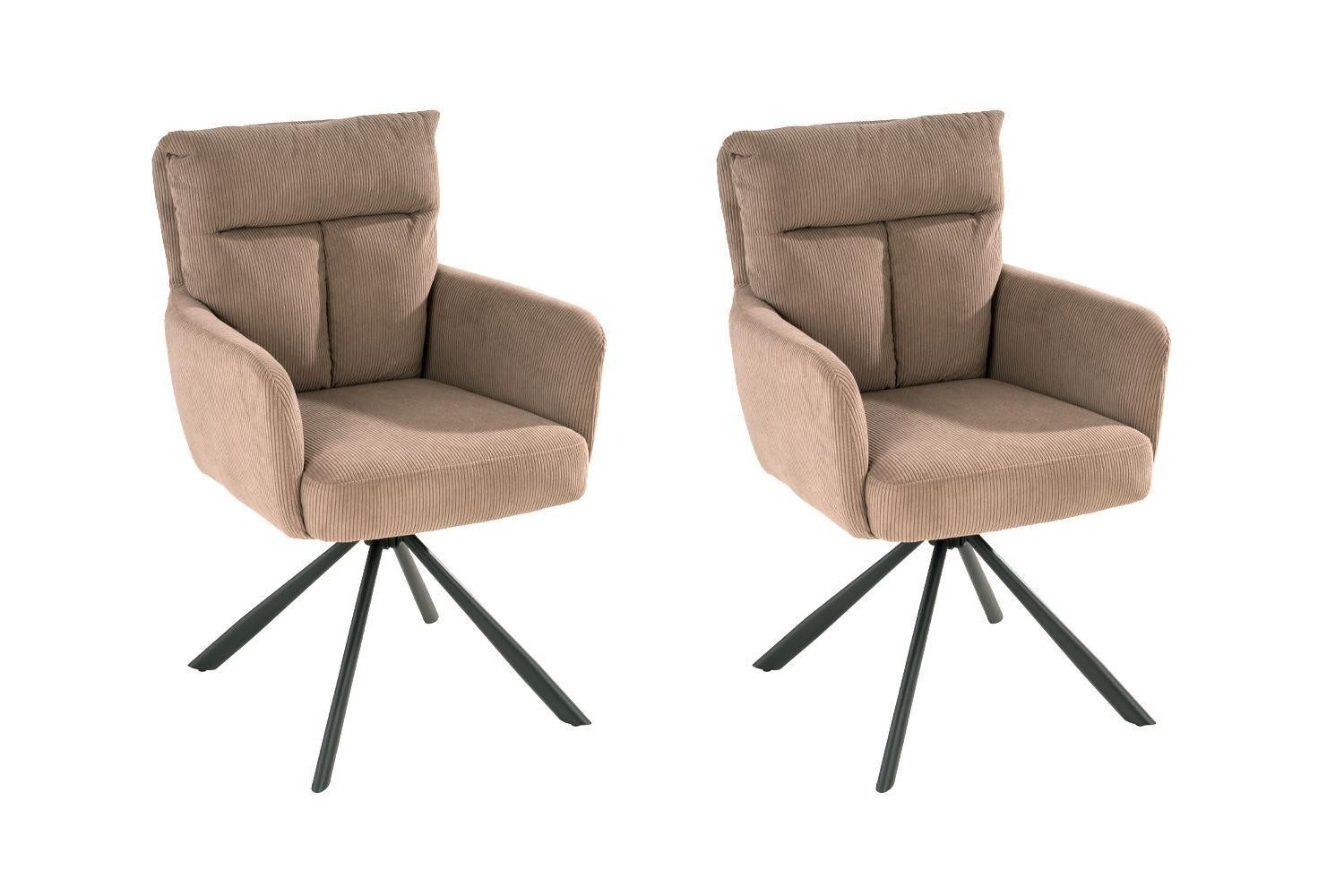 Polsterstuhl, Beige, Cordbezug, Metallgestell