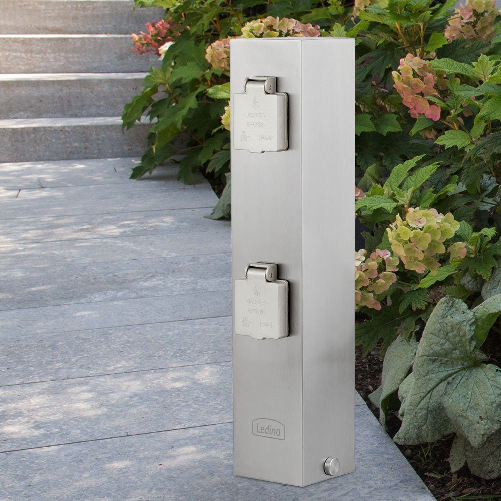 Ledino Steckdose, Vierfachsteckdose Außen Wetterfeste Steckdose IP44 Stromsäule Garten
