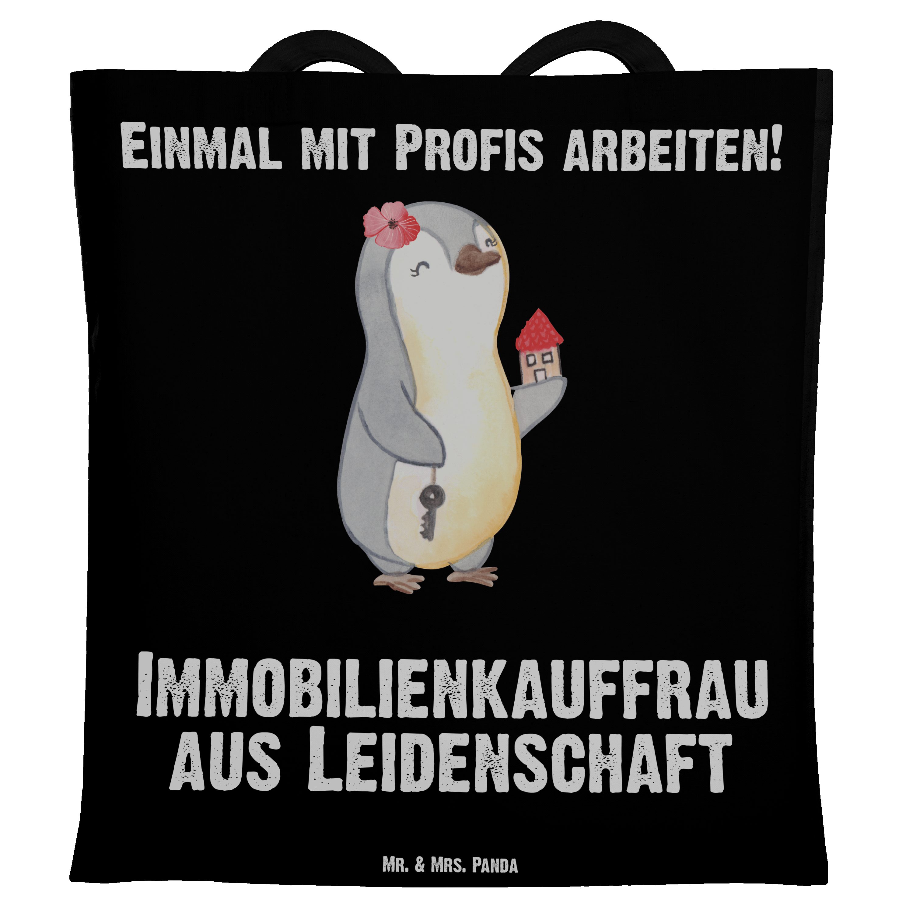 - Beutel, Immobilienkauffrau Tragetasche Jut Mrs. aus & Leidenschaft Geschenk, Schwarz Panda - (1-tlg) Mr.