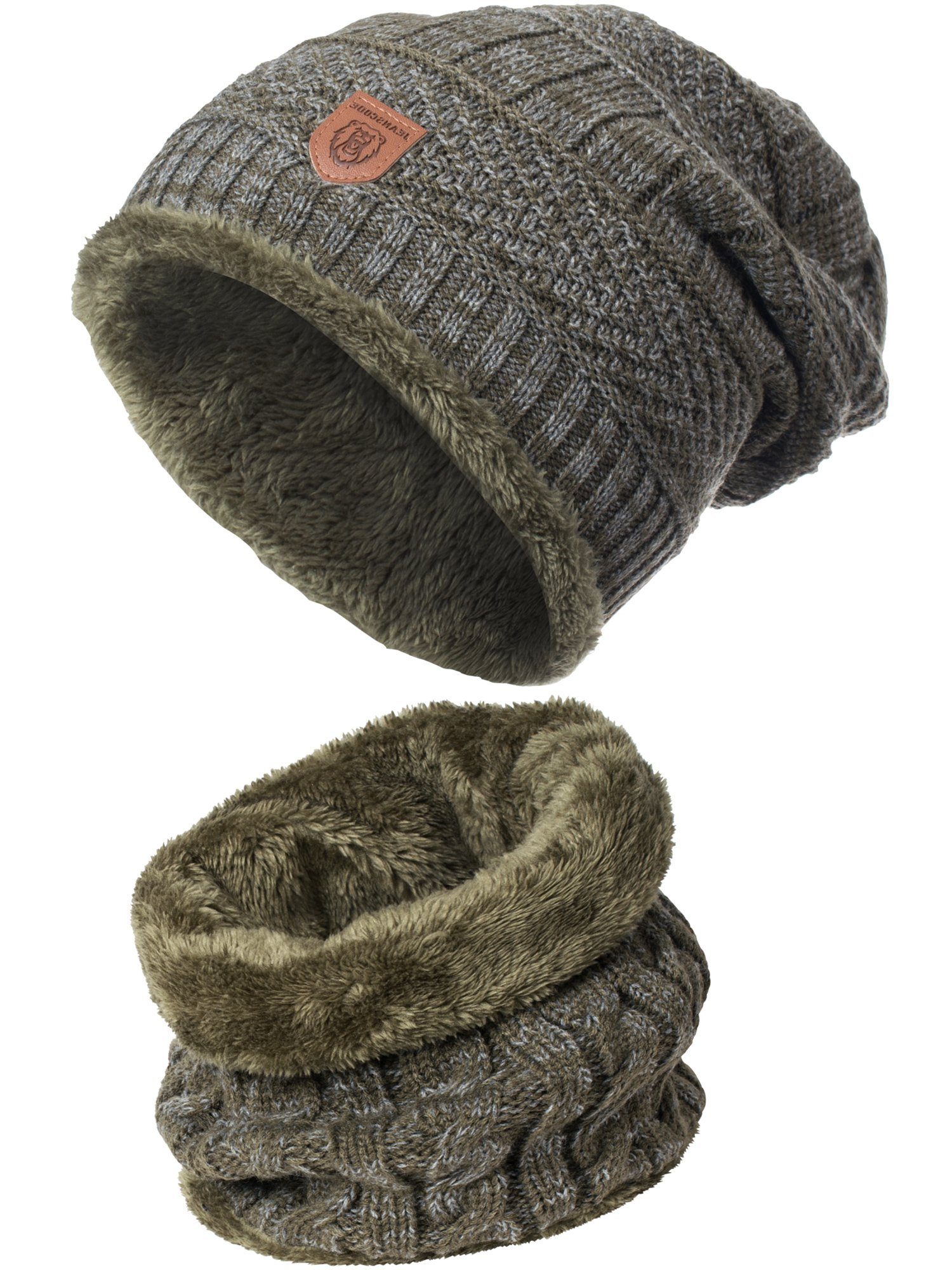 Indicode Mütze & Schal Herren Siracusa Strickmütze Herrenmütze Set günstig online kaufen