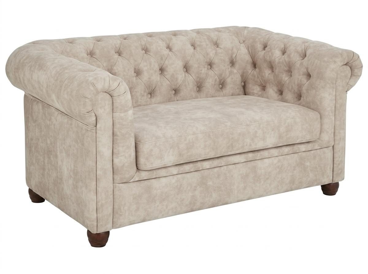 JVmoebel Chesterfield-Sessel Beiges 2,5-Sitzer Chesterfield Sofa aus Stoff klassisch gesteppt (1-St), Made in Europa