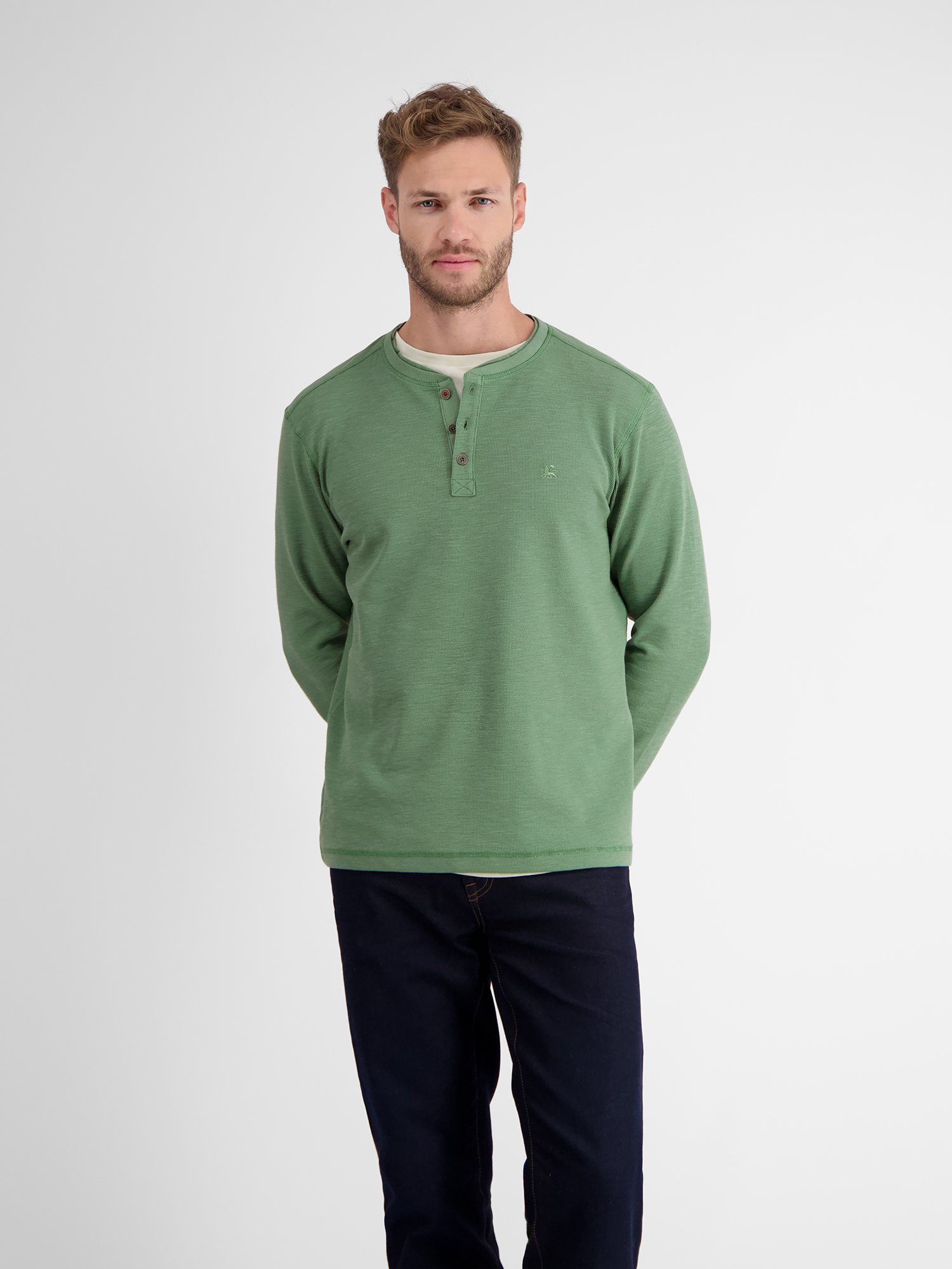 LERROS Langarmshirt Serafino in Strukturqualität