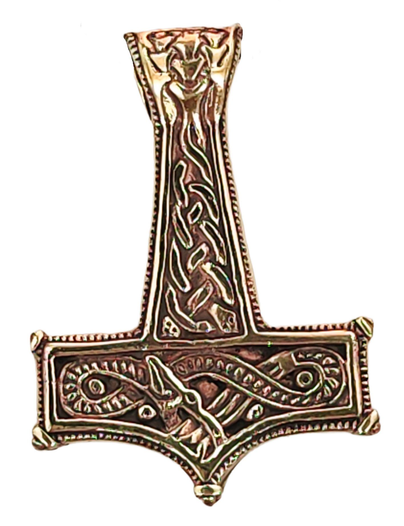 Bronze Leather Thorhammer Midgard Midgardschlange Kiss Kettenanhänger of Thorshammer