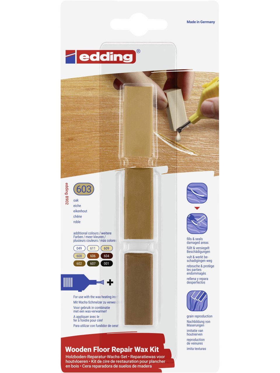 edding Hartholzöl Edding Holzboden-Reparaturwachs-Set 8902 eiche