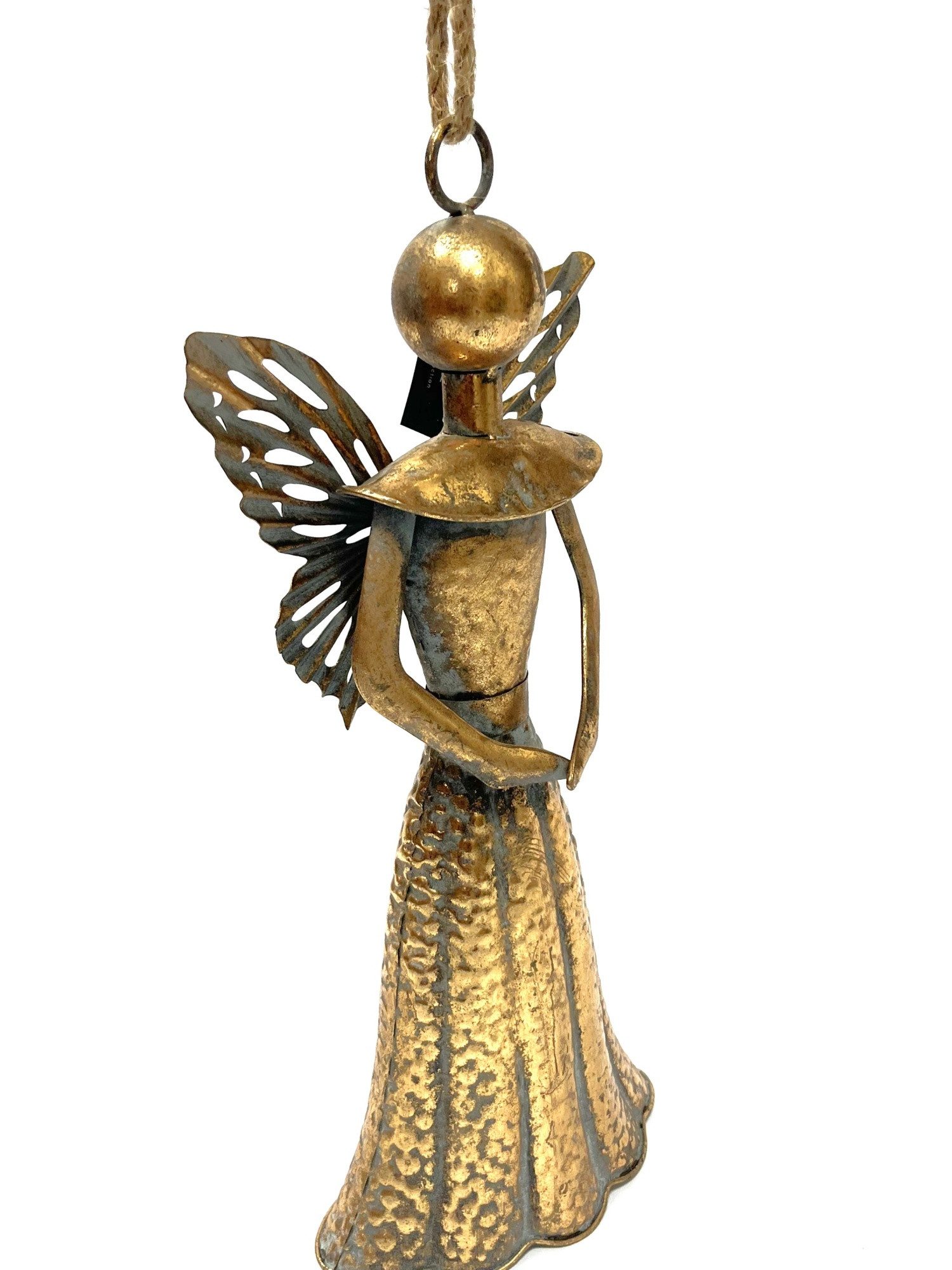 Decostar Glocke Hänger Engel Deko Glocke Gold Metall Weihnachten 42 cm, 1-St., Engelmotiv
