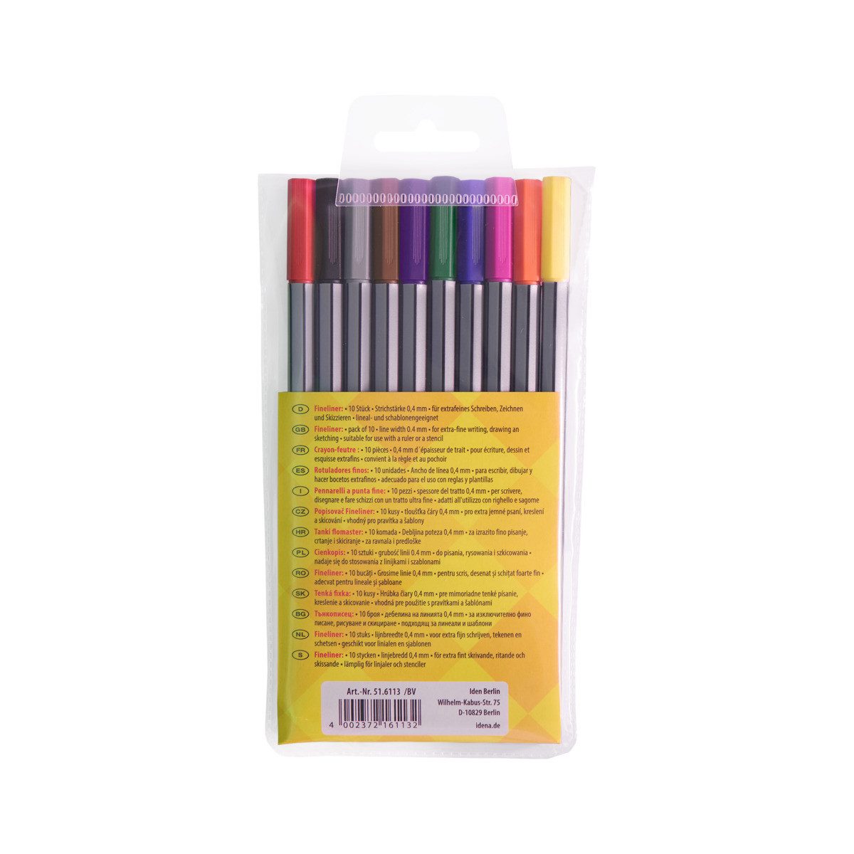 Idena Fineliner Idena 90952 - Fineliner im Etui, 2 Packungen mit je 10 Stiften, 0,4