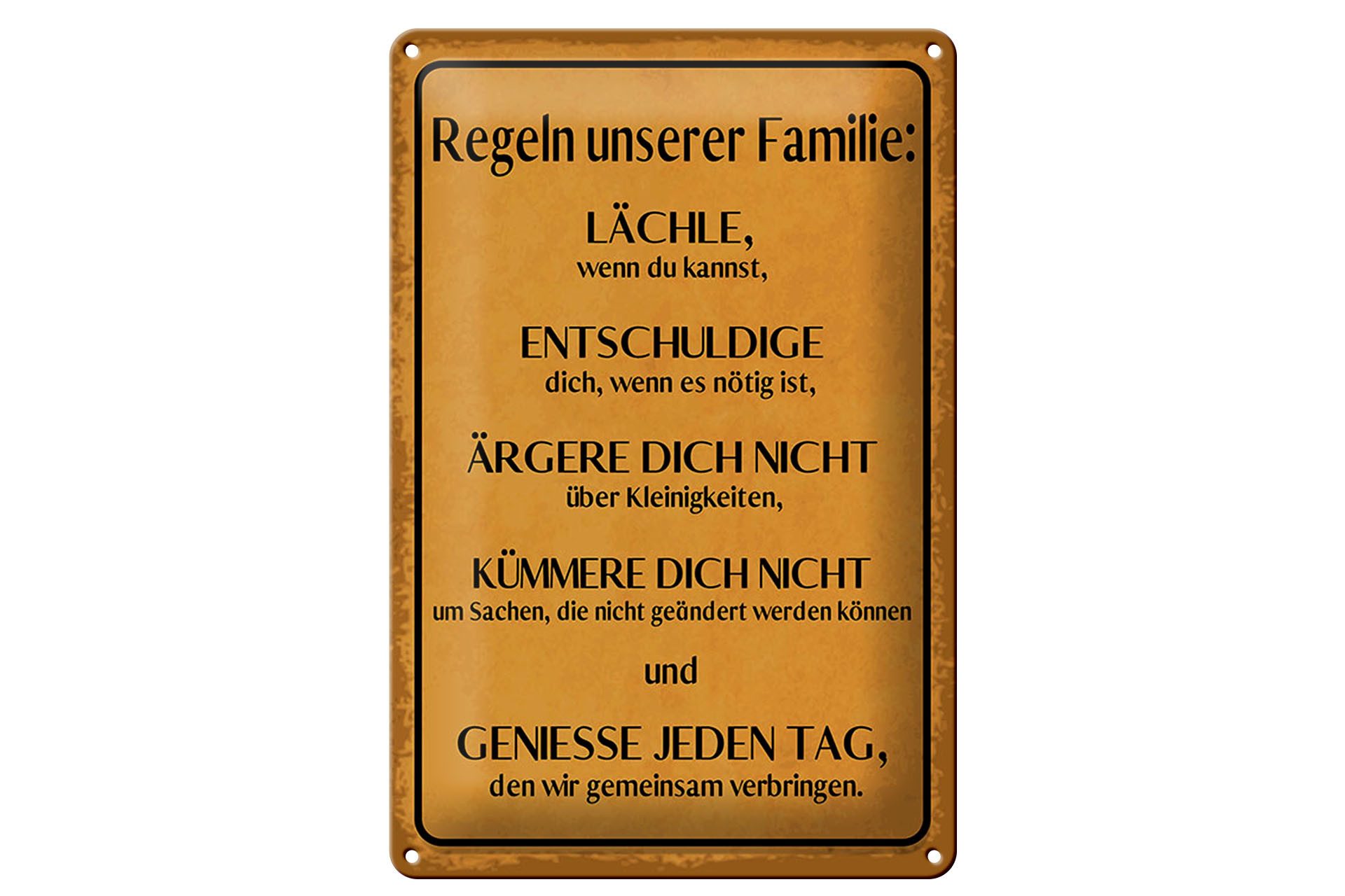 Metallbild Spruch 20x30 cm Regeln unserer Familie