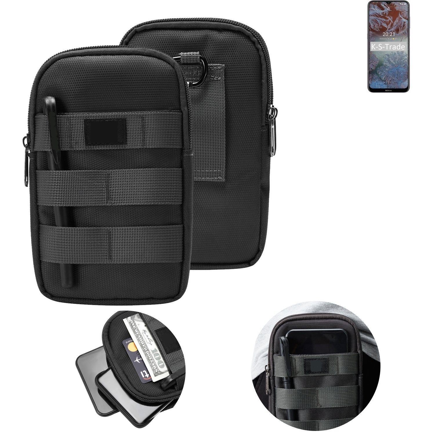 K-S-Trade Handyhülle für Nokia G10, Holster Gürtel Tasche Handy Tasche Schutz Hülle dunkel-grau viele