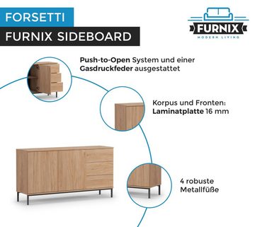 Furnix Kommode Sideboard FORSETTI K2D3SZ Wohnzimmerkommode 3 Schubladen 2 Türen, Abmessungen: B150 x H80 x T41 cm