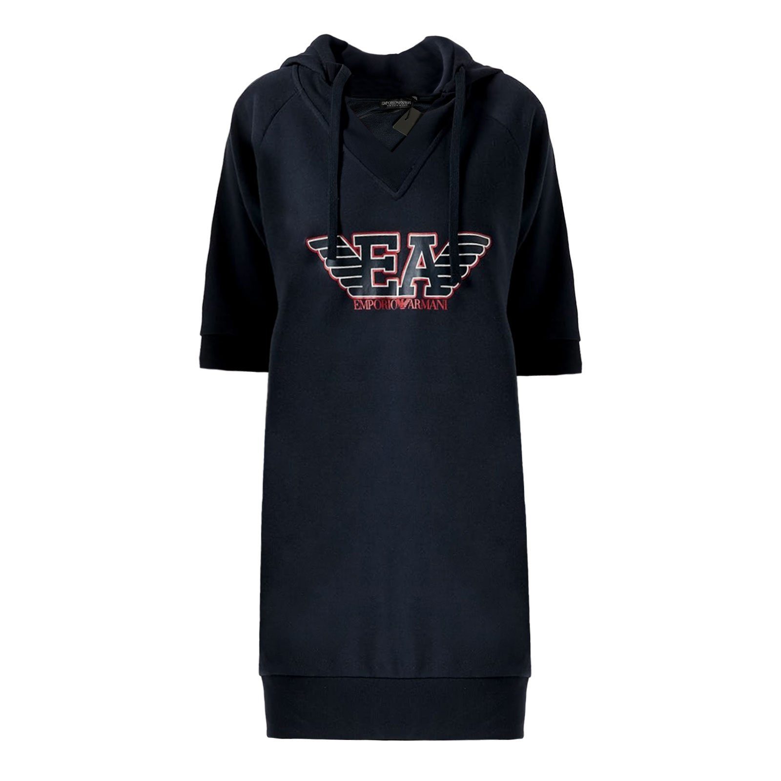 Emporio Armani Nachthemd Night Dress with Hood mit großem Logo vorn 48135 marine