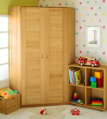 BioKinder - Das gesunde Kinderzimmer Eckkleiderschrank Emil mit flexibler Kleiderstange und 8 flexiblen Einlegeböden