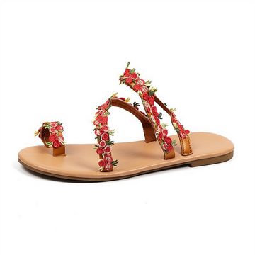 RUZU UG Flache Sandalen für Damen im Sommer-Blumenurlaub im Ethno-Stil Sandale (1-tlg)