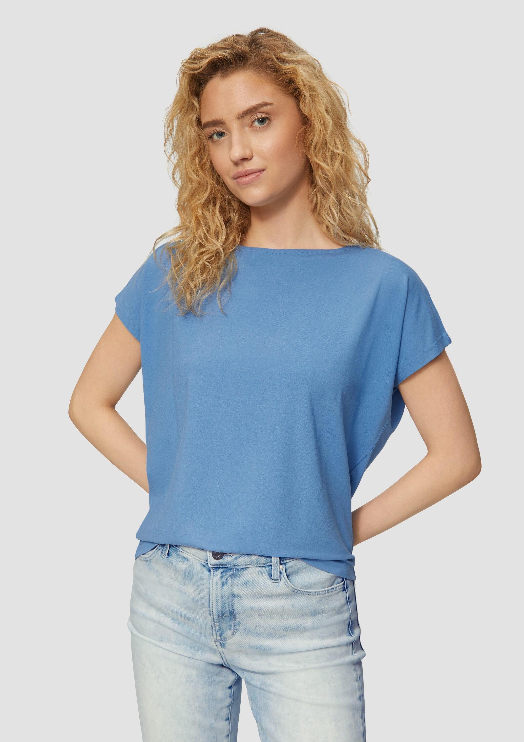 s.Oliver Kurzarmshirt T-Shirt Fließendes Jersey-Shirt mit überschnittenen S günstig online kaufen