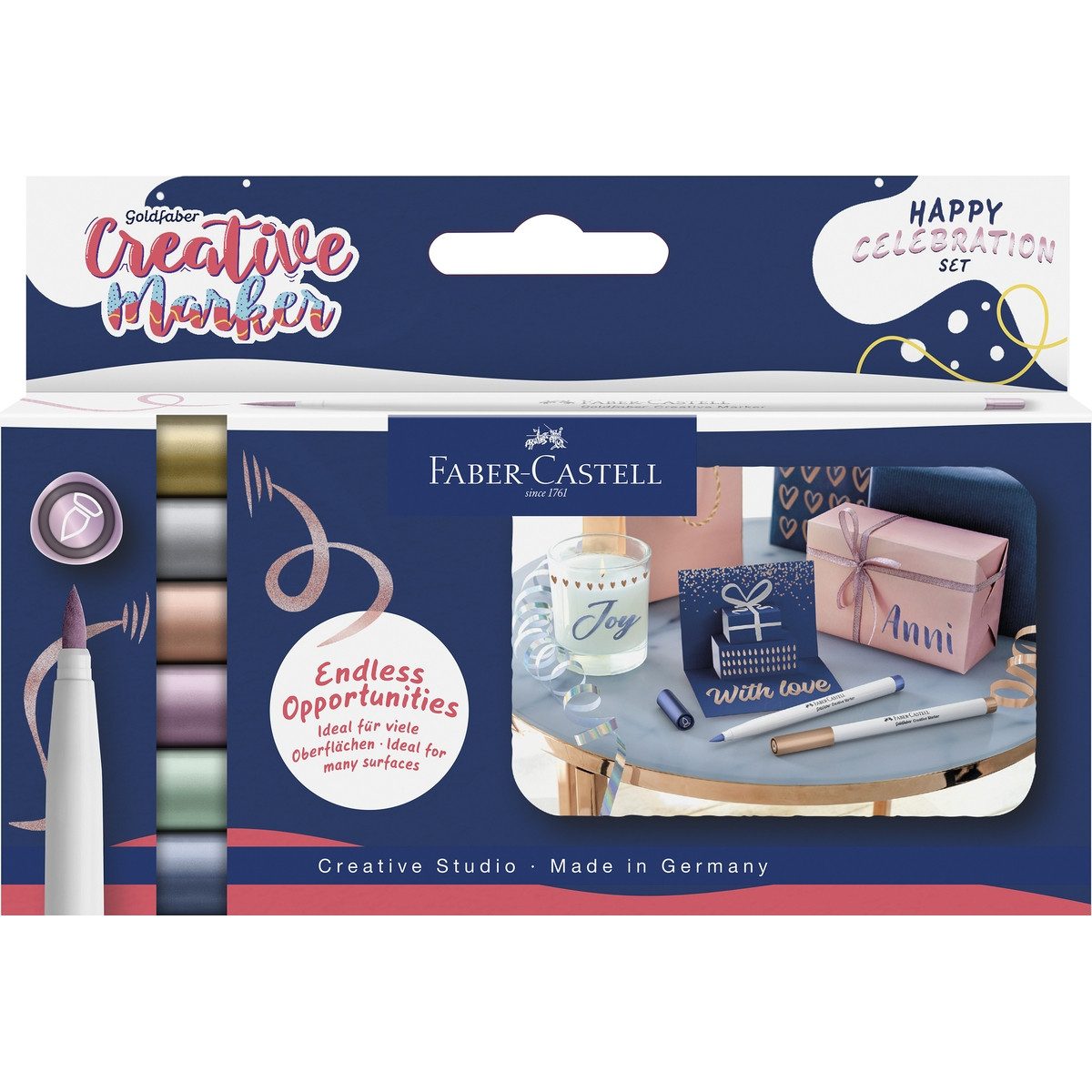 Faber-Castell Marker Faber-Castell Creative Marker Goldfaber Happy Celebration 6 Stück