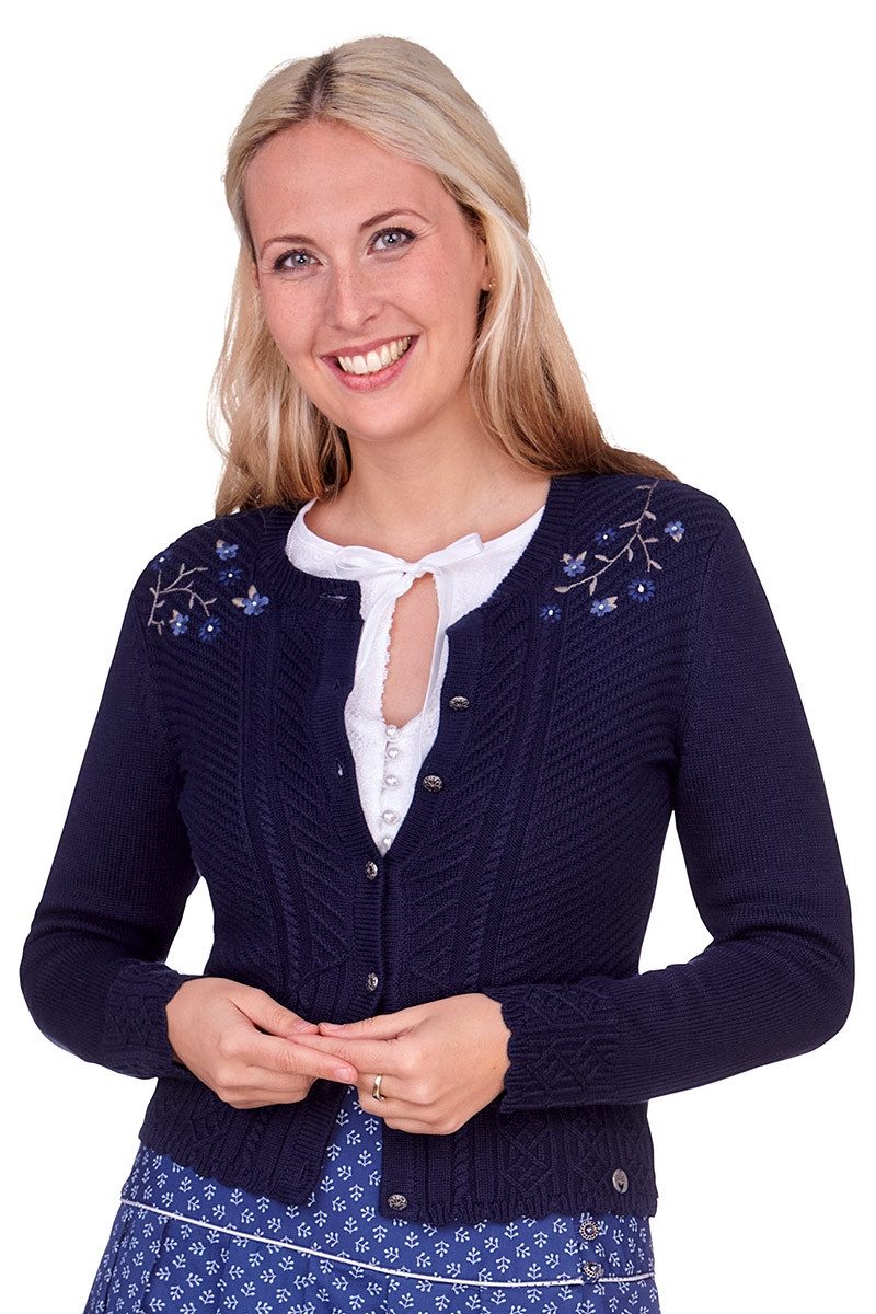 Spieth & Wensky Trachtenstrickjacke Trachten Strickjacke - WEDA - silbergrau, nachtblau