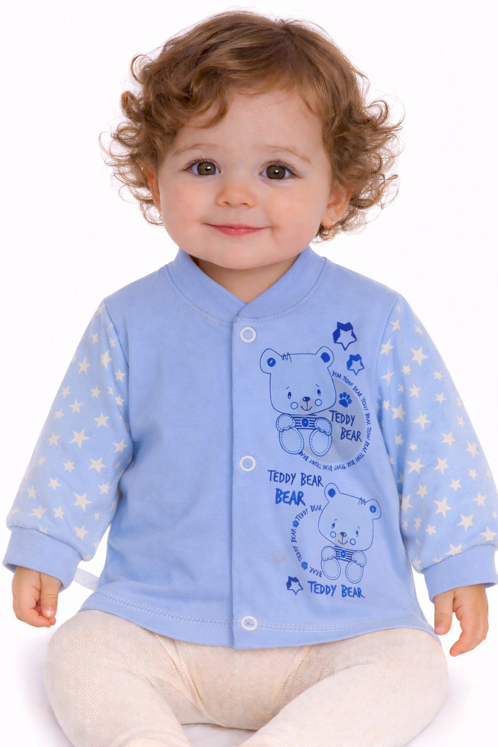Langarmshirt Baby Hemdchen in Blau mit Druckknöpfen Shirt