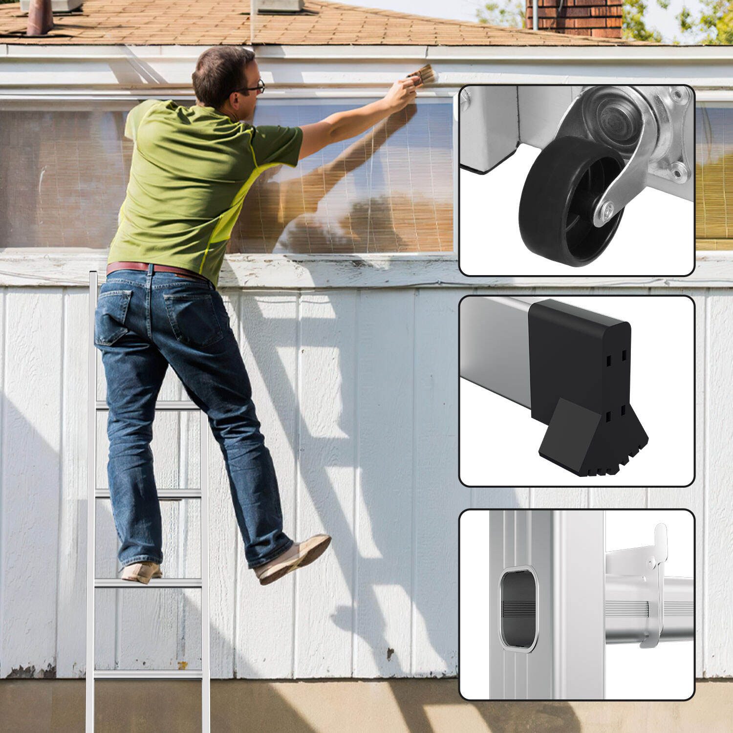 Clanmacy 4-in-1 Work Scaffold, Multi-Purpose Aluminum Ladder