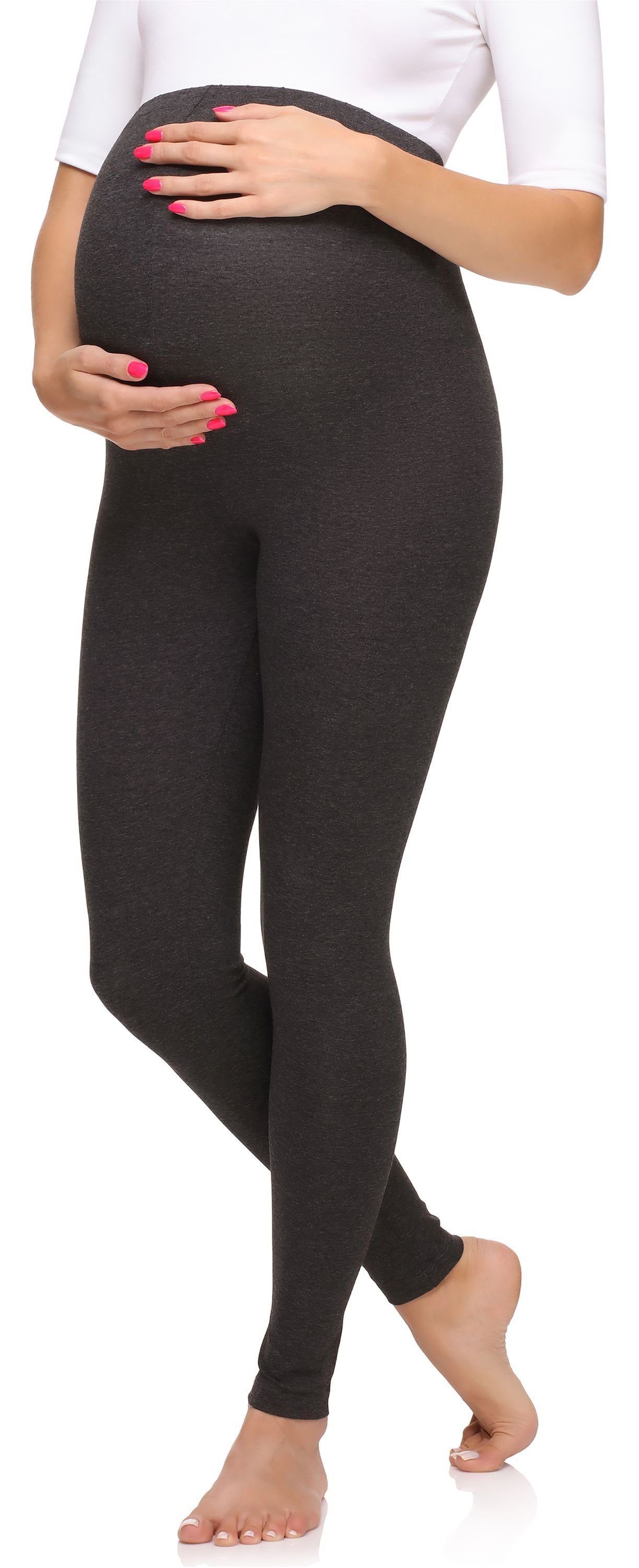 Merry Style Dunkelmelange (1-tlg) Lange MS10-297 Viskose aus Umstandsleggings Bund Damen elastischer Umstandsleggings