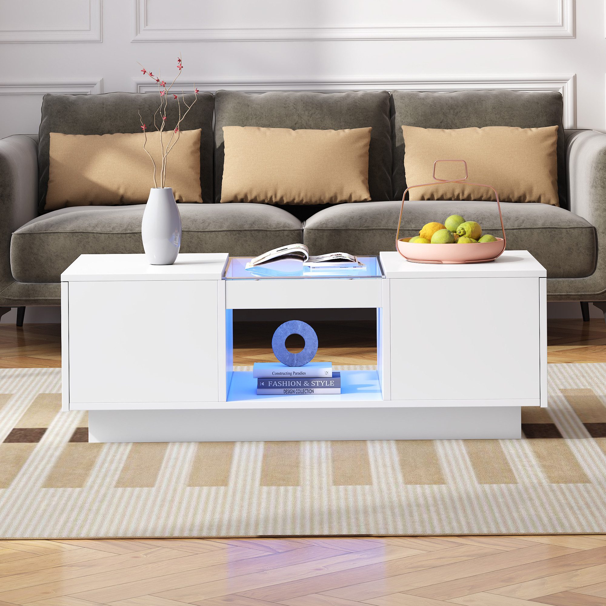 MODFU Couchtisch Hochglanz (Satztisch, Wohnzimmertisch, Beistelltisch, günstig online kaufen