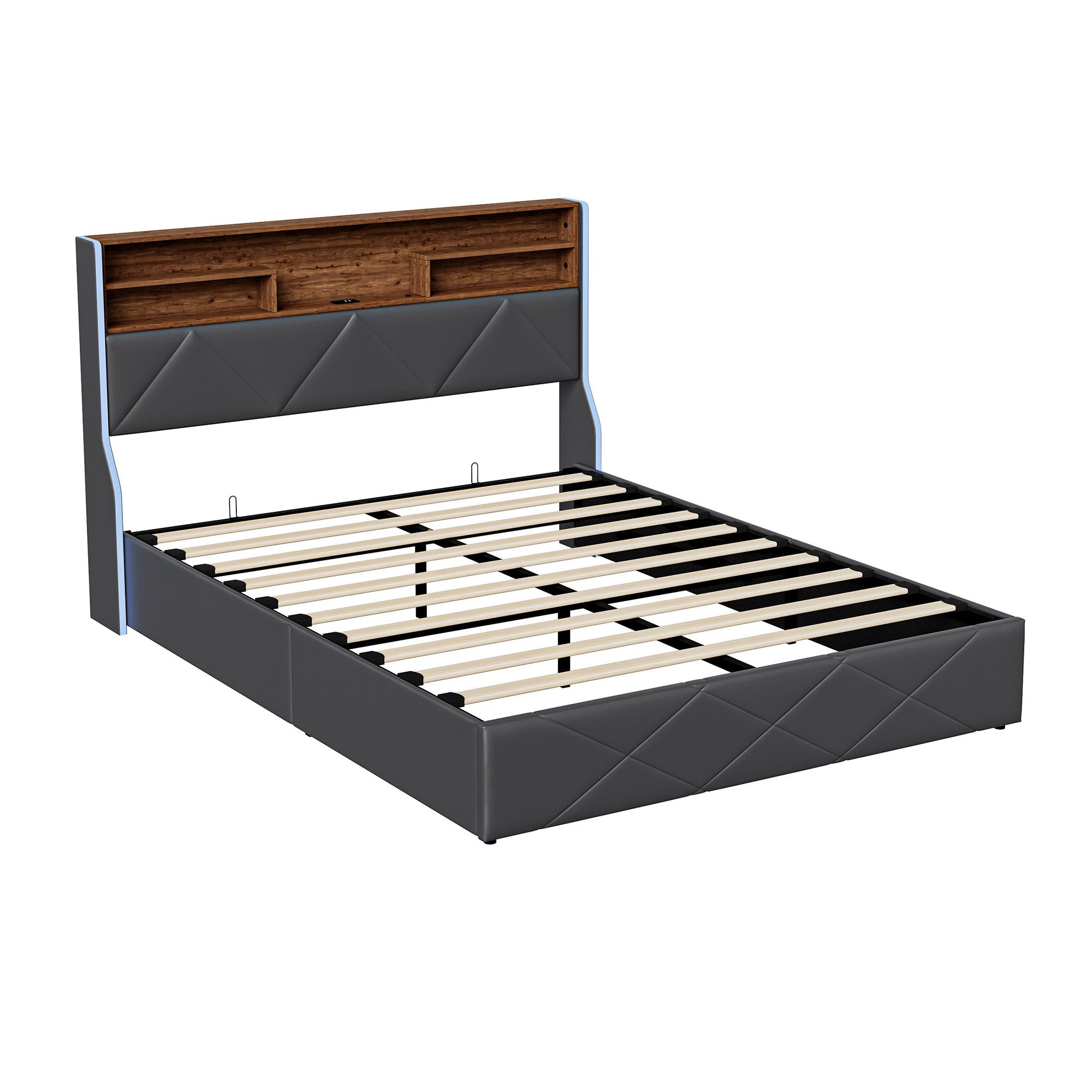 Gdood Polsterbett Stauraumbett Doppelbett LED USB (1 tlg., Hydraulisch hebb günstig online kaufen