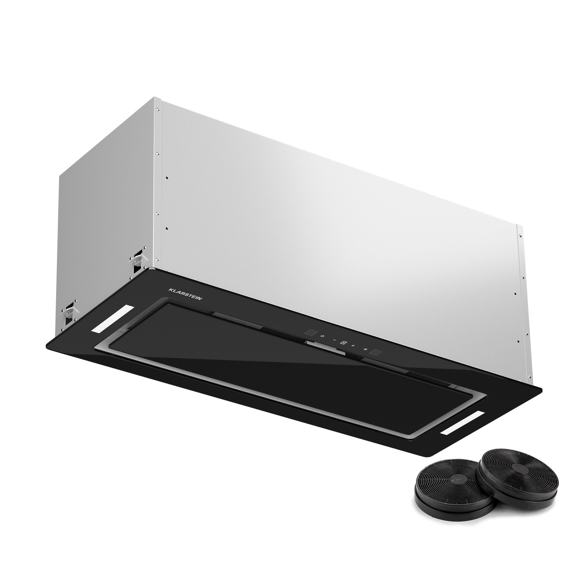 Klarstein Deckenhaube Hektor Serie Hektor Eco Lüfterbaustein 72 cm 466 m³/h Touch Sicherheitsglas LED Hektor, Dunstabzugshaube Einbau Abluft Umluft mit Aluminium & Aktivkohle