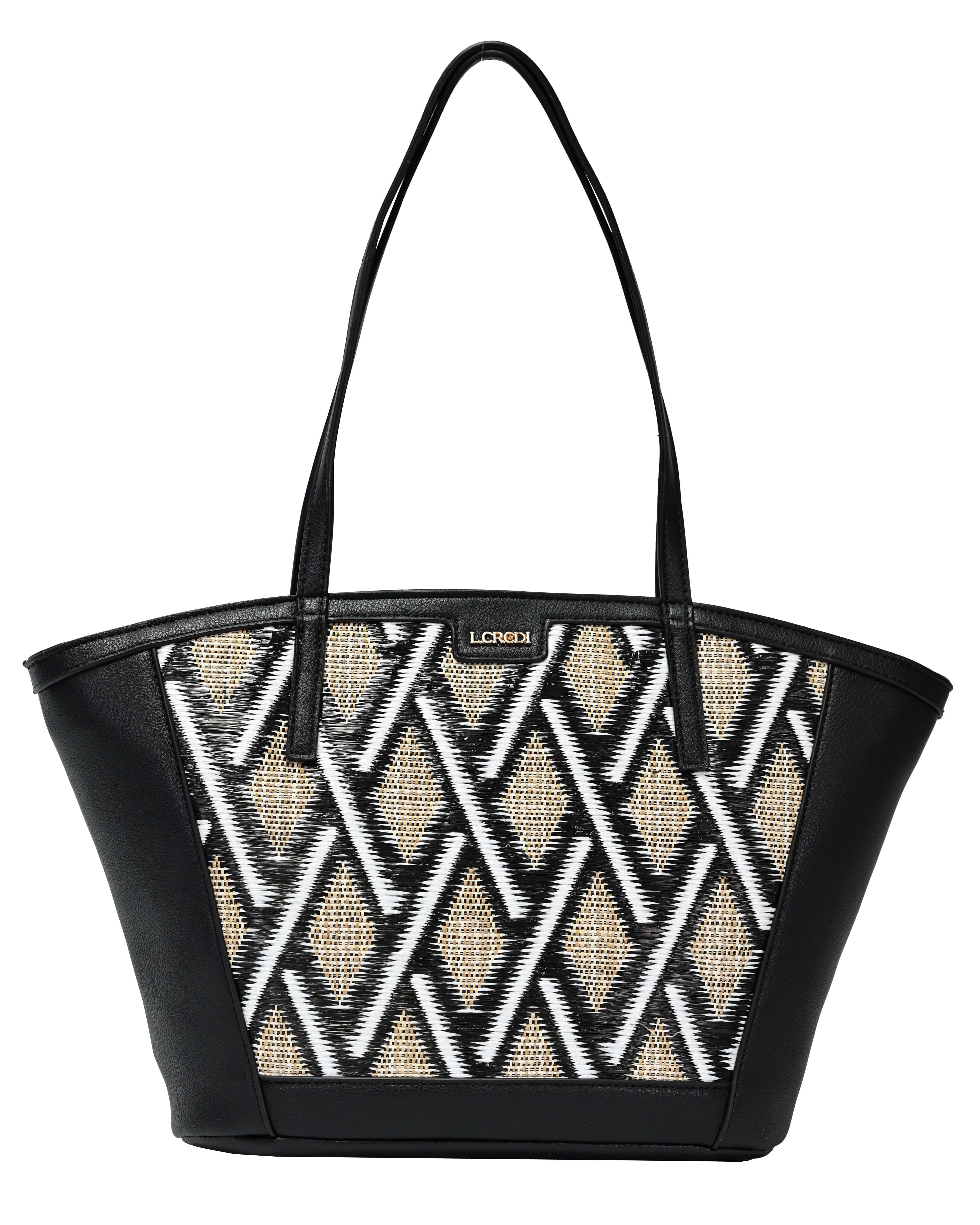 L. CREDI Shopper L.CREDI-Damen-Shopper-REGINA schwarz-beige, geräumiges Hauptfach