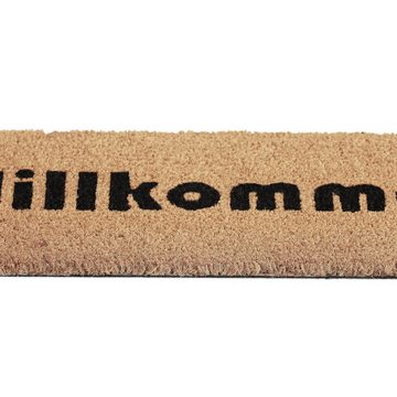 Fußmatte Kokos Fußmatte Willkommen schmal, relaxdays, Höhe: 15 mm