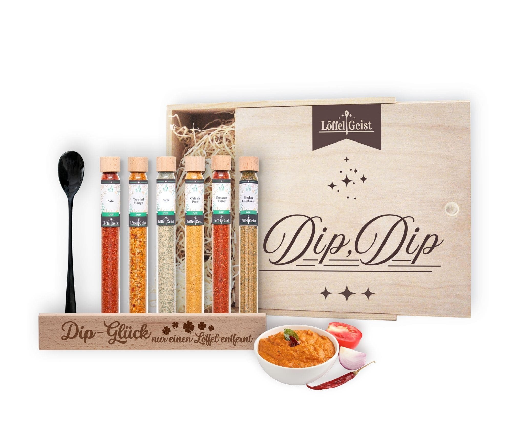 Löffelgeist Lebensmittel-Geschenkset Dip, Dip Geschenkbox