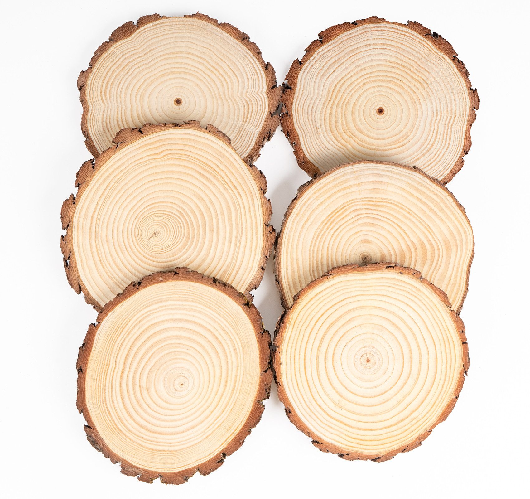 ElitVita Rindenscheiben Holzscheiben Baumscheiben, Ø10-28cm, Holzscheiben zum Basteln, (6-tlg), Runde holzscheiben für DIY Handwerk Hochzeit Dekoration