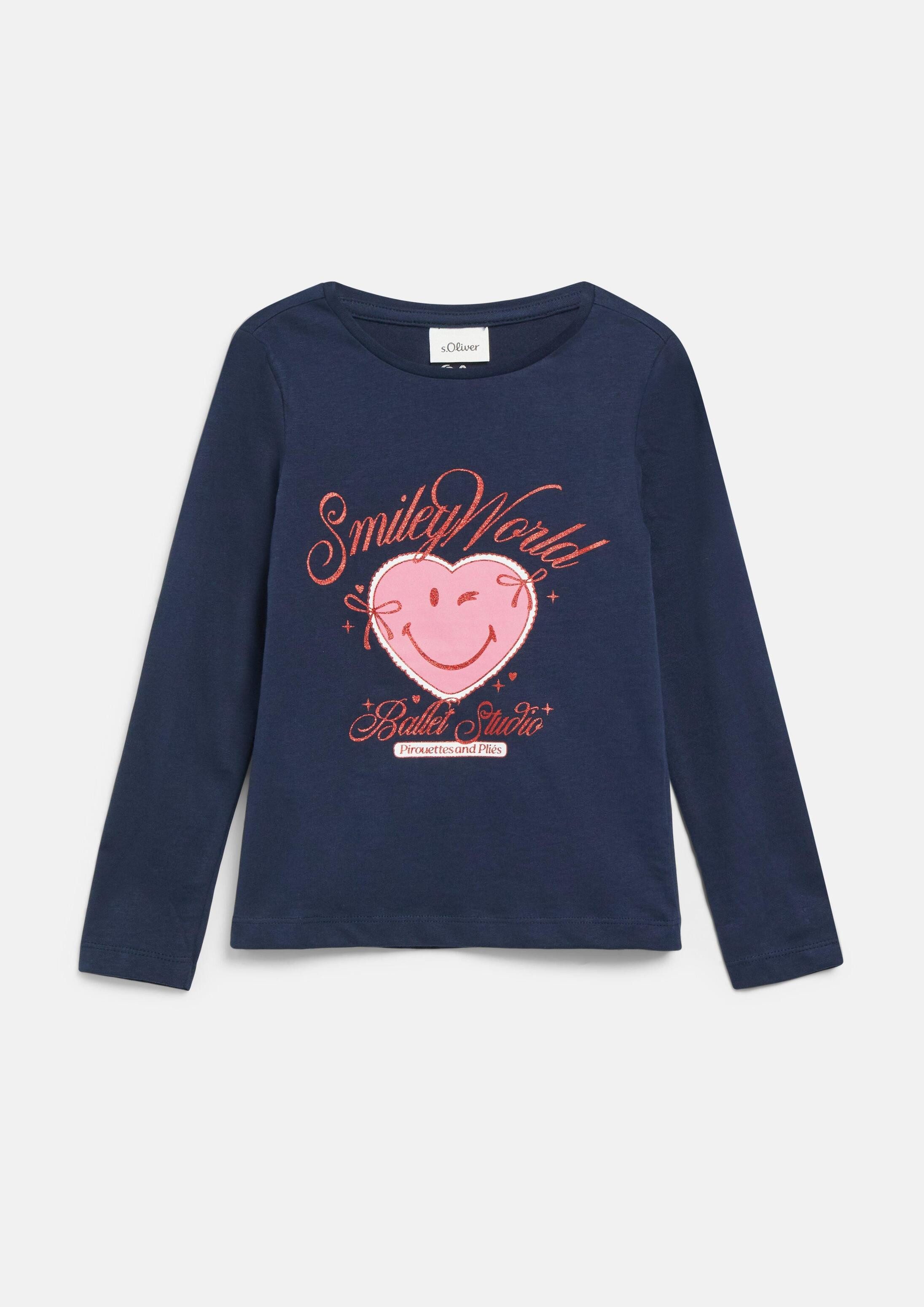 s.Oliver Langarmshirt T-Shirt Smiley® T-Shirt mit Glitzerprint
