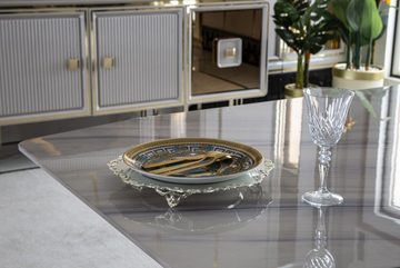 JVmoebel Esszimmer-Set Esszimmer Set Beige 2x Stühle Luxus Esstisch Weiß Elegantes Metall