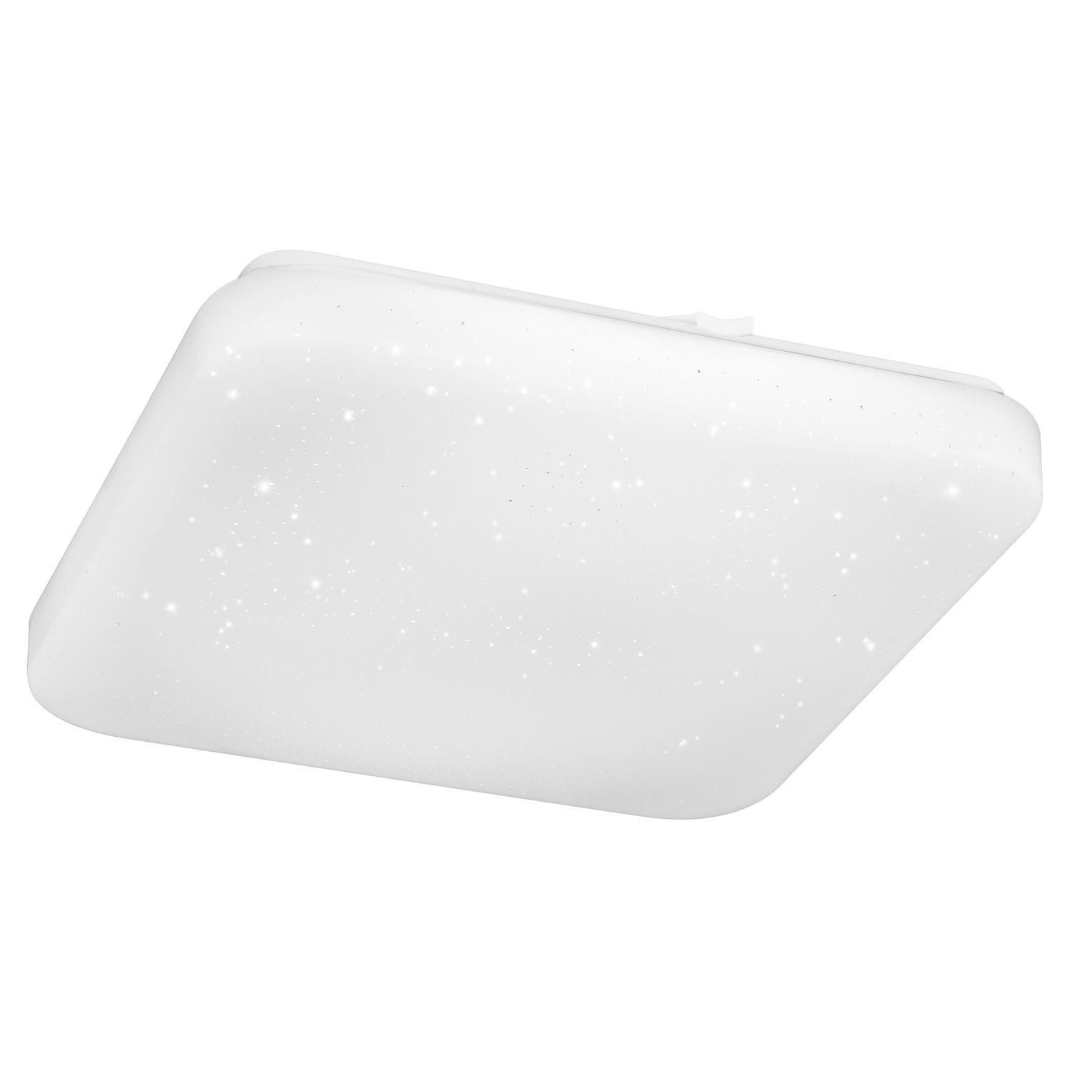 EGLO LED Deckenleuchte POGLIOLA, 33 x 33 cm, Weiß, Kunststoff, Stahl, Anpassung der Farbtemperatur, Sternenhimmel, LED fest integriert, Extra-Warmweiß, Neutralweiß, Tageslichtweiß