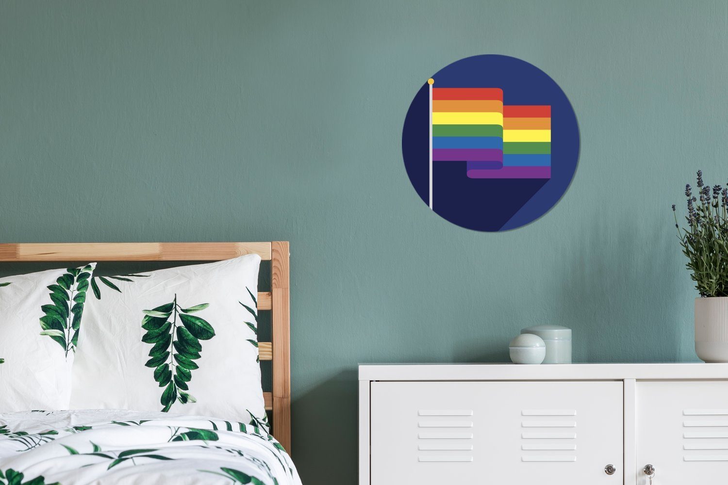 MuchoWow Wandsticker Farben Tapetenkreis des Flagge Regenbogens Rund, Illustration den einer in Tapetenaufkleber, für (1 Kinderzimmer, St), Wohnzimmer