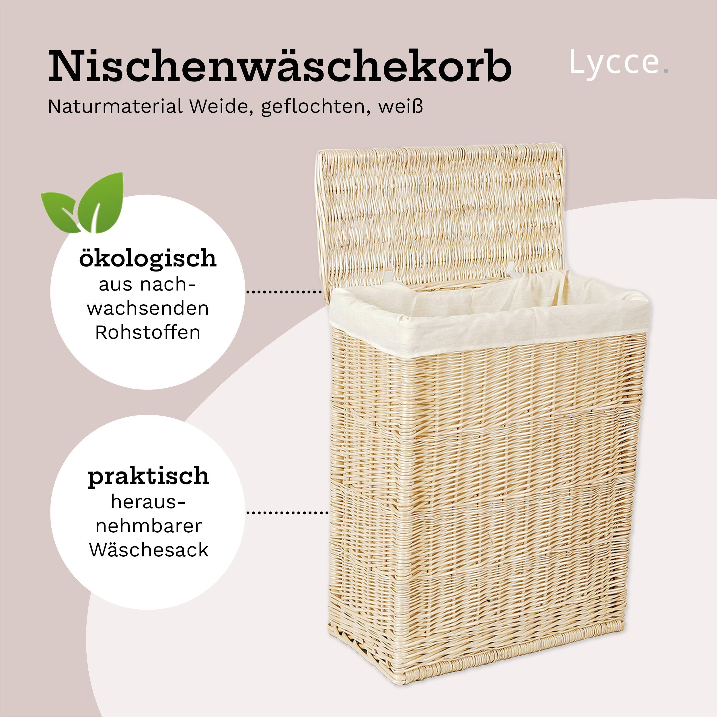 animal-design Wäschekorb, Weide-Wäschekorb mit Deckel Farben Naturmaterial, l, 60 weiß zwei ca. in