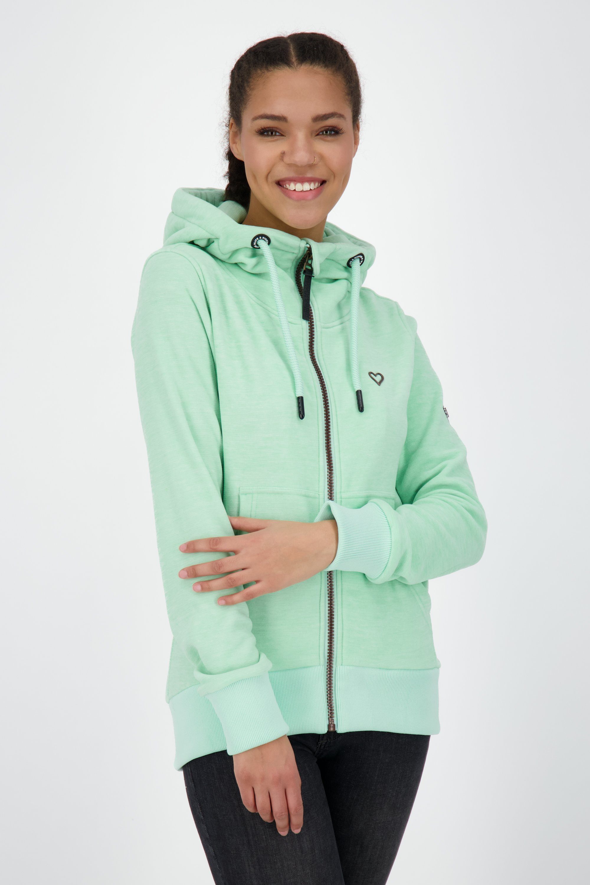 [Neuer Eröffnungsverkauf] Alife & Kickin melange Damen mint Fleecejacke, Sweatjacke F Kapuzensweatjacke YasminAK Sweatjacket