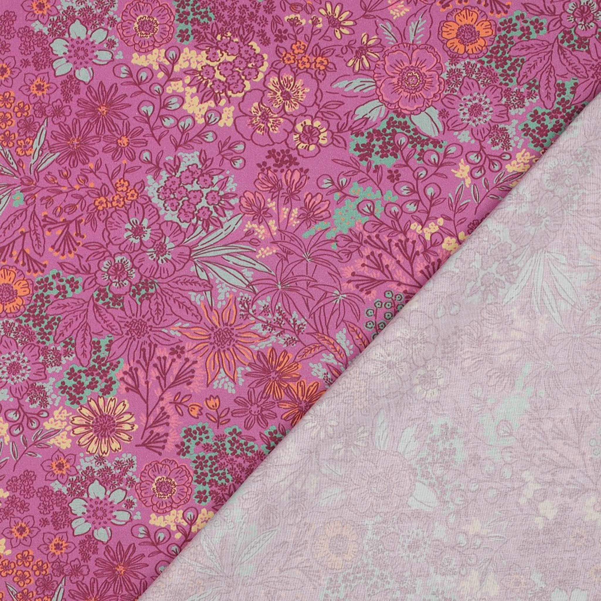 maDDma Stoff Baumwoll-Stoff Wildblumen ab 1m x 148 cm Sommerstoff Stoff Baumwolle, violett