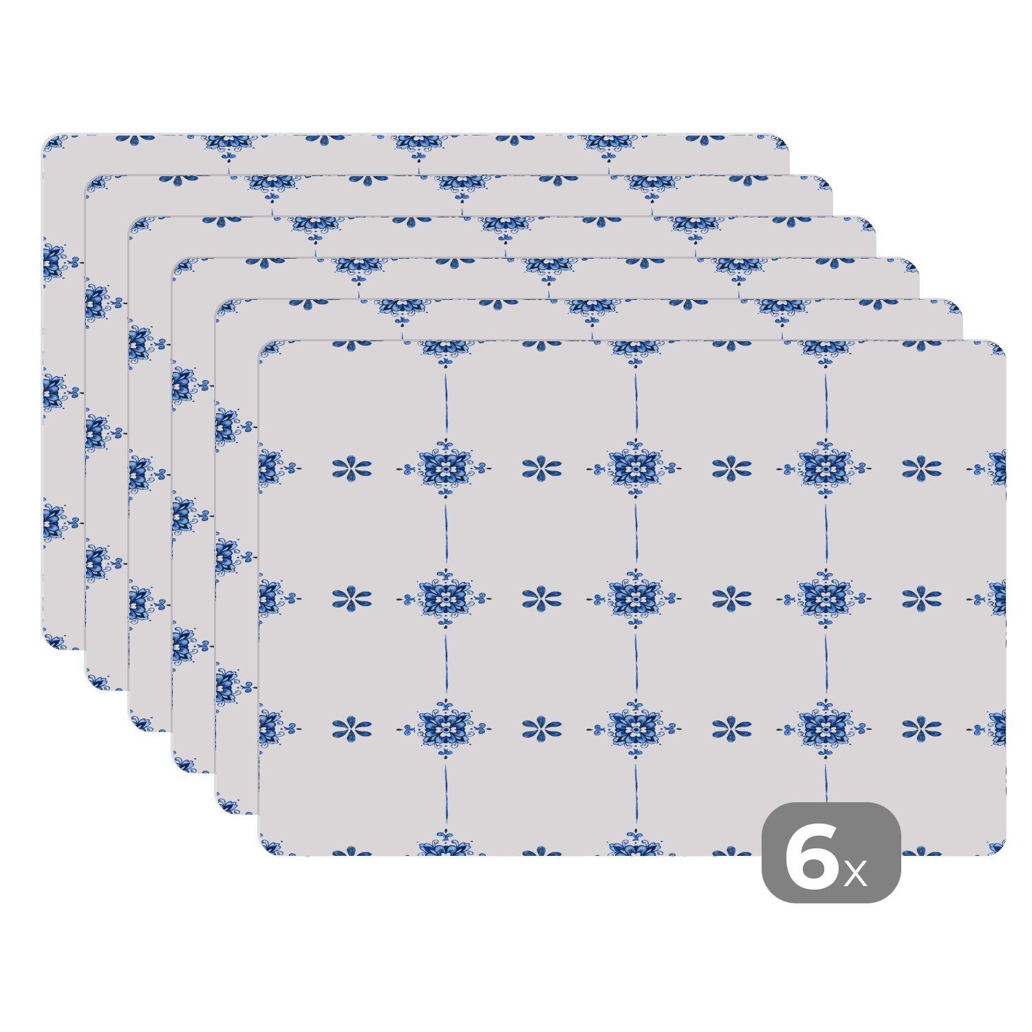 Platzset, Muster - Blau - Quadratisch, MuchoWow, (6-St), Platzset, Platzdecken, Platzmatte, Tischmatten, Schmutzabweisend